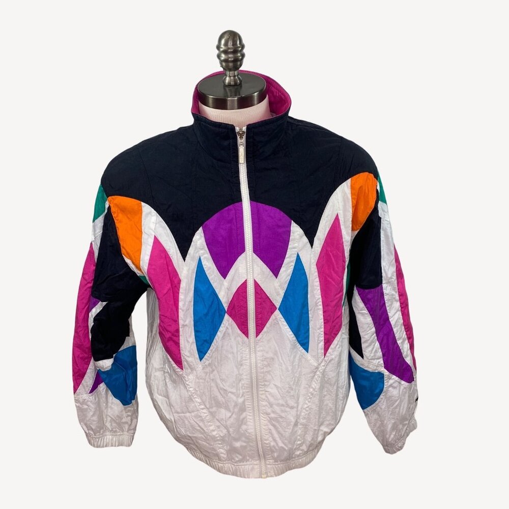 Vintage 80s-90s Womens Head Abstract Windbreaker Jacket Size Large